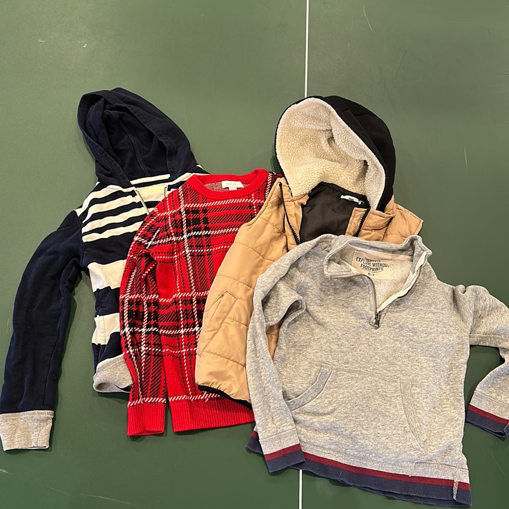 Boys winter lot of sweatshirts, puffvest, sweater crewcuts, tahari, charter club
